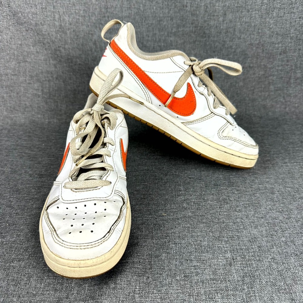 Nike Court Borough Low 2 BQ5448-114 Sneaker Kids 3.5Y White Leather Casual Shoes